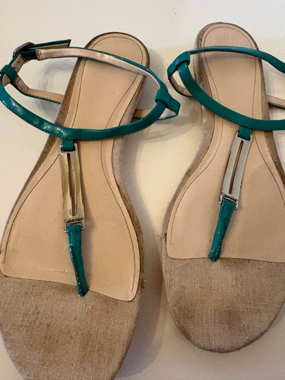 Teal Women's T-Strap Sandals